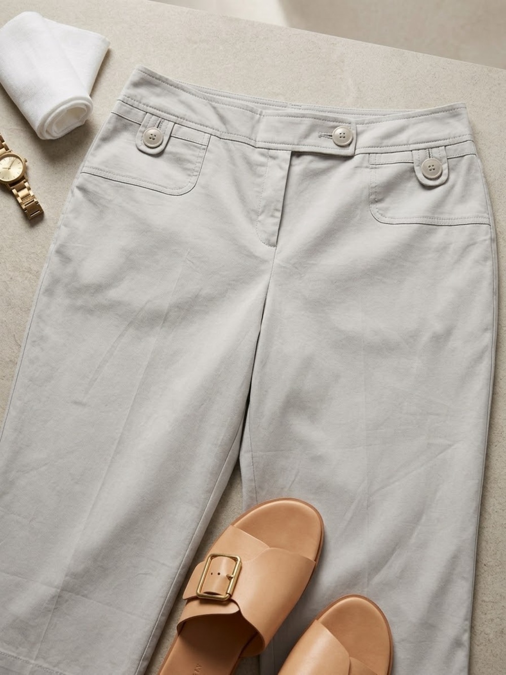 dressbarn Light Gray Straight-Leg capri Pants